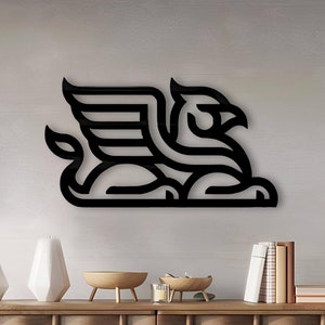 Geometric Griffin Metal Wall Art, Gryphon Wall Decor, Hippogriff Wall Art, Griffin Heraldry Art, Geometric Animal Art, Mythical Creature
