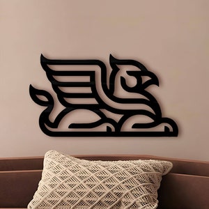 Geometric Griffin Metal Wall Art, Gryphon Wall Decor, Hippogriff Wall Art, Griffin Heraldry Art, Mythology Wall Decor, Mythical Creature