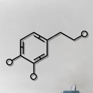 Dopamine Molecule Metal Wall Art: Science Home Decor
