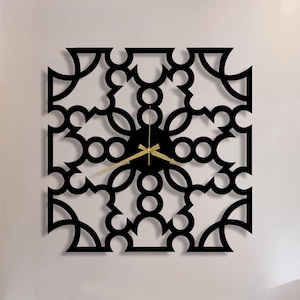Motif Wall Clock, Square Wall Clock, New Home Gift, Metal Wall Clock, Decorative Clock, Metal Artwork, Unusual Wall Clock, Silent Wall Clock