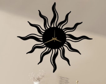 Sun Metal Wall Clock: Modern Boho Home Decor