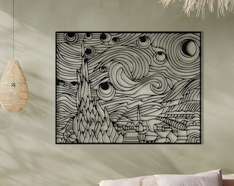 Van Gogh Starry Night Metal Wall Art: Contemporary Home Decor