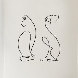 Metal Cat and Dog Wall Art: Minimalist Line Drawing, Nursery Decor