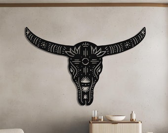 Bull Metal Wall Art, Bull Skull Metal Art, Metal Bull Head, Western Decor, Animal Head Wall Art, Boho Home Decor, Metal Wall Sculpture