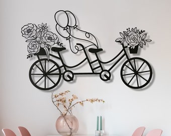 Tandem Bike Metal Wall Art: Retro Cycling Decor