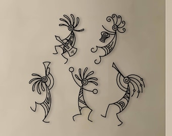 Kokopelli Metal Wall Art Set: Minimalist New Mexico Decor