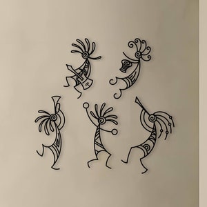 Kokopelli Metal Wall Art Set: Minimalist New Mexico Decor