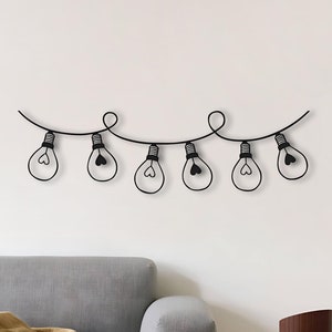 Light Bulb Metal Wall Art: Minimalist Line Decor