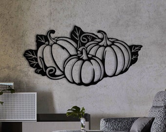 Pumpkin Wall Decor, Metal Wall Art, Farmhouse Decor, Metal Pumpkins with Leaves, Wall Decor Pumpkins, Harvest Pumpkins, Fall Decor