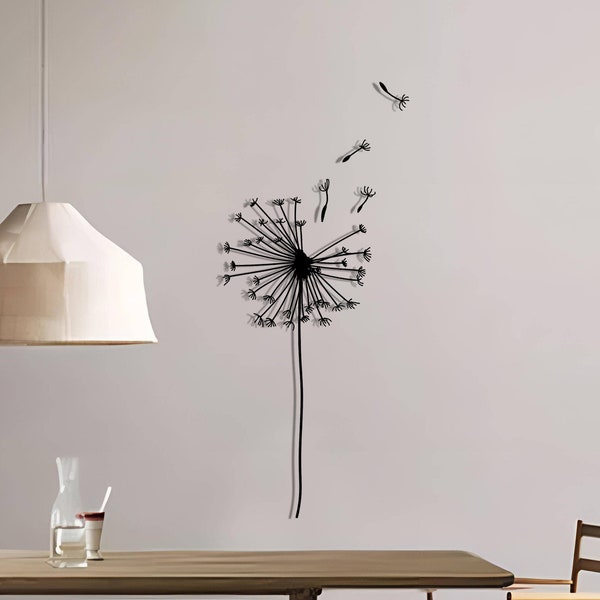 Dandelion Metal Art, Dandelion Flower Metal Wall Decor, Unique Wall Decor, Dandelion Gift, Pusteblume Flying Seeds, Patel with Dandelion