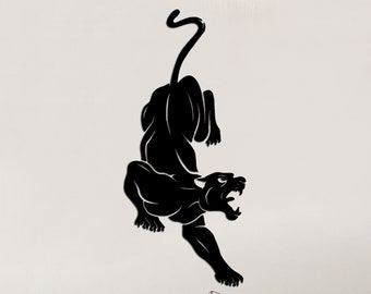 Panther Metall Wandbild: Raubtier Dekor, Wildtier Geschenk