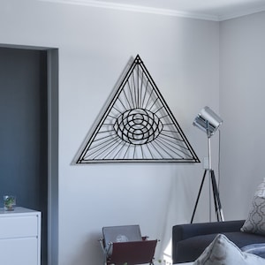 All Seeing Eye Metal Wall Art, Third Eye Wall Art, Boho Eye in a Triangle, Geometric Evil Eye, Wall Sign, Boho Home Decor, Metal Eye Decor