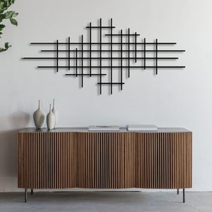 Modern Black Metal Line Art: Geometric Wall Decor