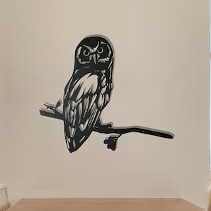 Owl On Branch Wall Decor, Owl Metal Wall Art, Metal Owl Decor, Metal Wall Decor, Office Wall Hanging, Housewarming Gift, Artwork for Walls