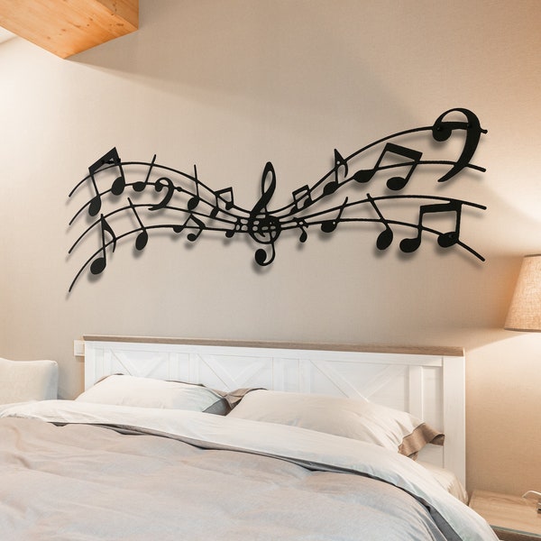 Music Notes Wall Art, Metal Wall Decor, Music Time, Music Decor, Living Room Decor, Wall Hangings, Music Lover Gift, Contemporary Art