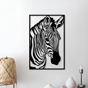 Zebra Metal Wall Art: Framed African Animal Decor