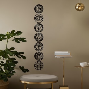 Chakra Symbols Metal Wall Art: Yoga Decor, Spiritual Sign (Set of 7)
