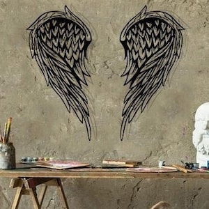 Metal Angel Wings Wall Decor: 3D Shadow Effect, Ready to Hang
