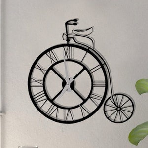 Bike Metal Wall Clock, Metal Wall Decor, Clock Decor, Metal Wall Art, Housewarming Gift, Home Decor, Modern Wall Clock, Bicycle Wall Clock
