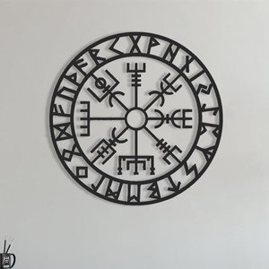 Vegvisir Viking Compass Metal Wall Art: Nordic Protection Symbol