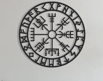 Vegvisir Viking Compass Metal Wall Art: Nordic Protection Symbol
