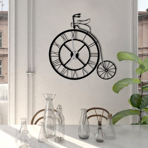 Bike Metal Wall Clock, Metal Wall Decor, Clock Decor, Metal Wall Art, Housewarming Gift, Home Decor, Modern Wall Clock, Bicycle Wall Clock