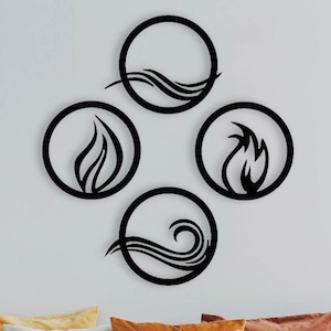 Four Elements Metal Wall Art: Minimalist Home Decor