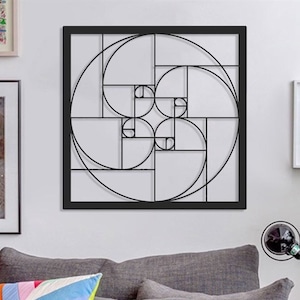 Golden Ratio Metal Wall Art, Fibonacci Wall Decor, Modern Home Decor, Golden Ratio Art, Fibonacci Spiral Wall Art, Artwork for Walls