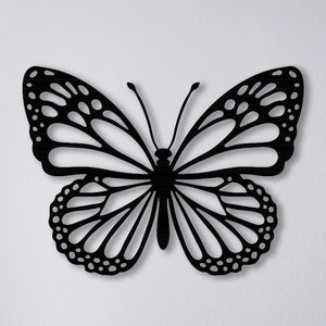 Zwartmetalen muurkunst vlinder: 3D-schaduweffect, natuurdecor