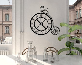 Bike Metal Wall Clock, Metal Wall Decor, Clock Decor, Metal Wall Art, Housewarming Gift, Home Decor, Modern Wall Clock, Bicycle Wall Clock