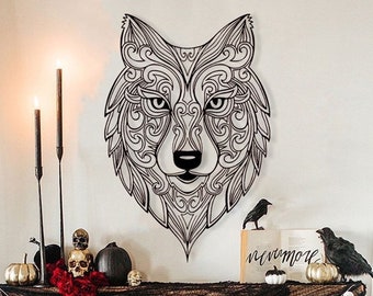 Wolf Metal Wall Art, Metal Wolf Head Art, Wolf Gifts, Metal Wall Decor, Interior Design, Animal Wall Art, Office Decor, Boho Decor