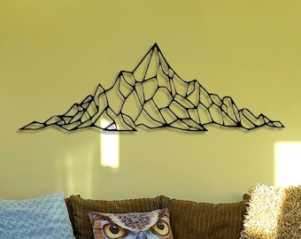 Geometric Mountain Metal Wall Art: Farmhouse Wall Decor