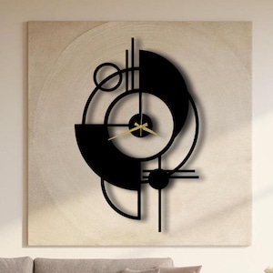 Large Metal Wall Clock: Modern Silent Decor, Black Decor