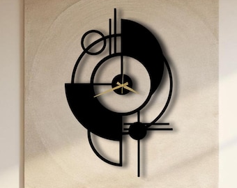 Large Metal Wall Clock: Modern Silent Decor, Black Decor Gift