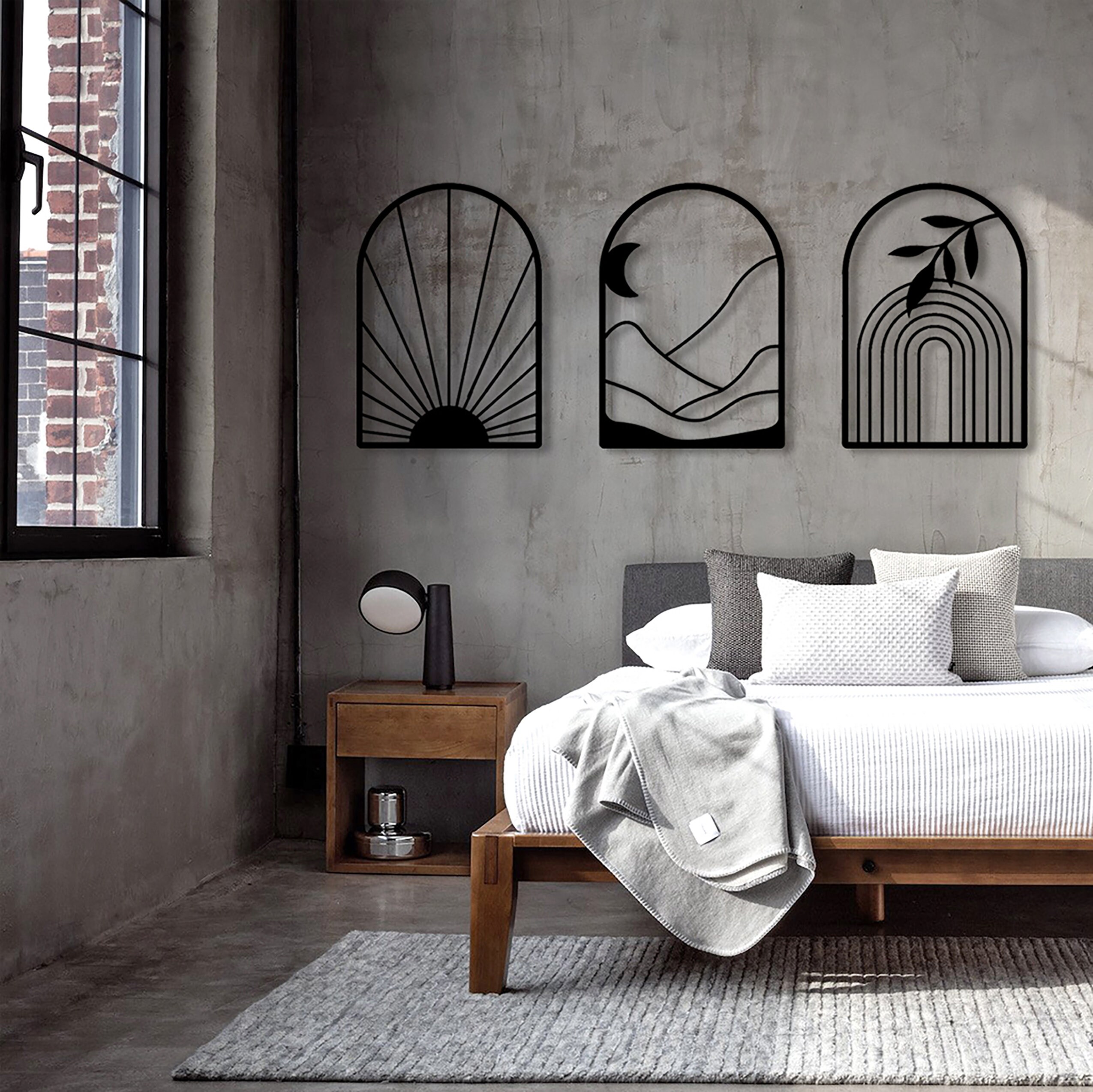 3-Piece Mountain Metal Wall Art - Colorful & Black Double-Sided Abstract Wall Decor For Living Room, Bedroom
