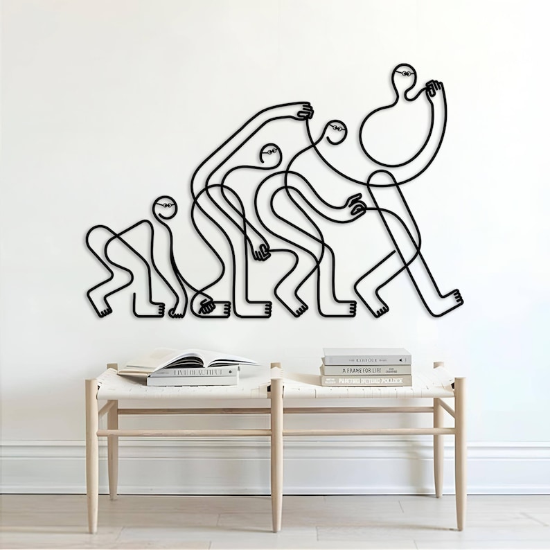 Human Evolution Metal Wall Art: Darwin Theory Decor - Etsy