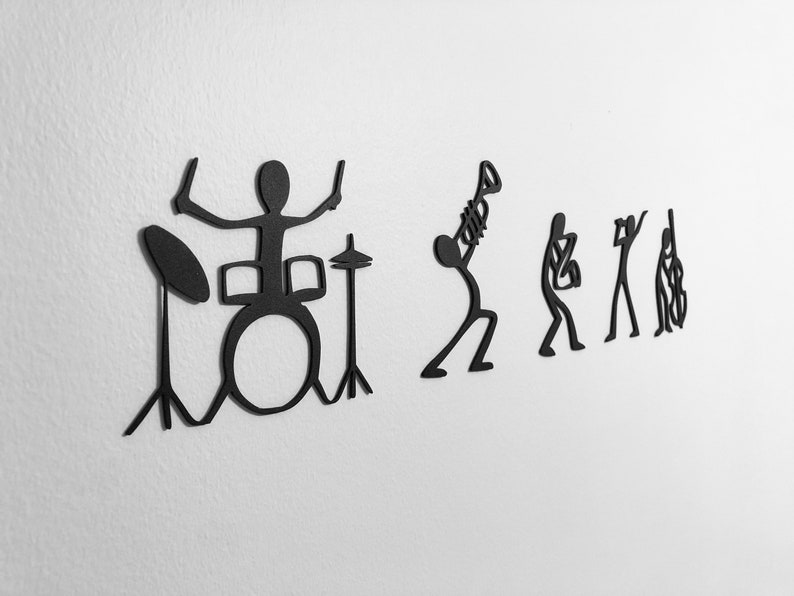 Musicians Metal Wall Art Set of 5, Jazz Band Wall Decor, Marching Band