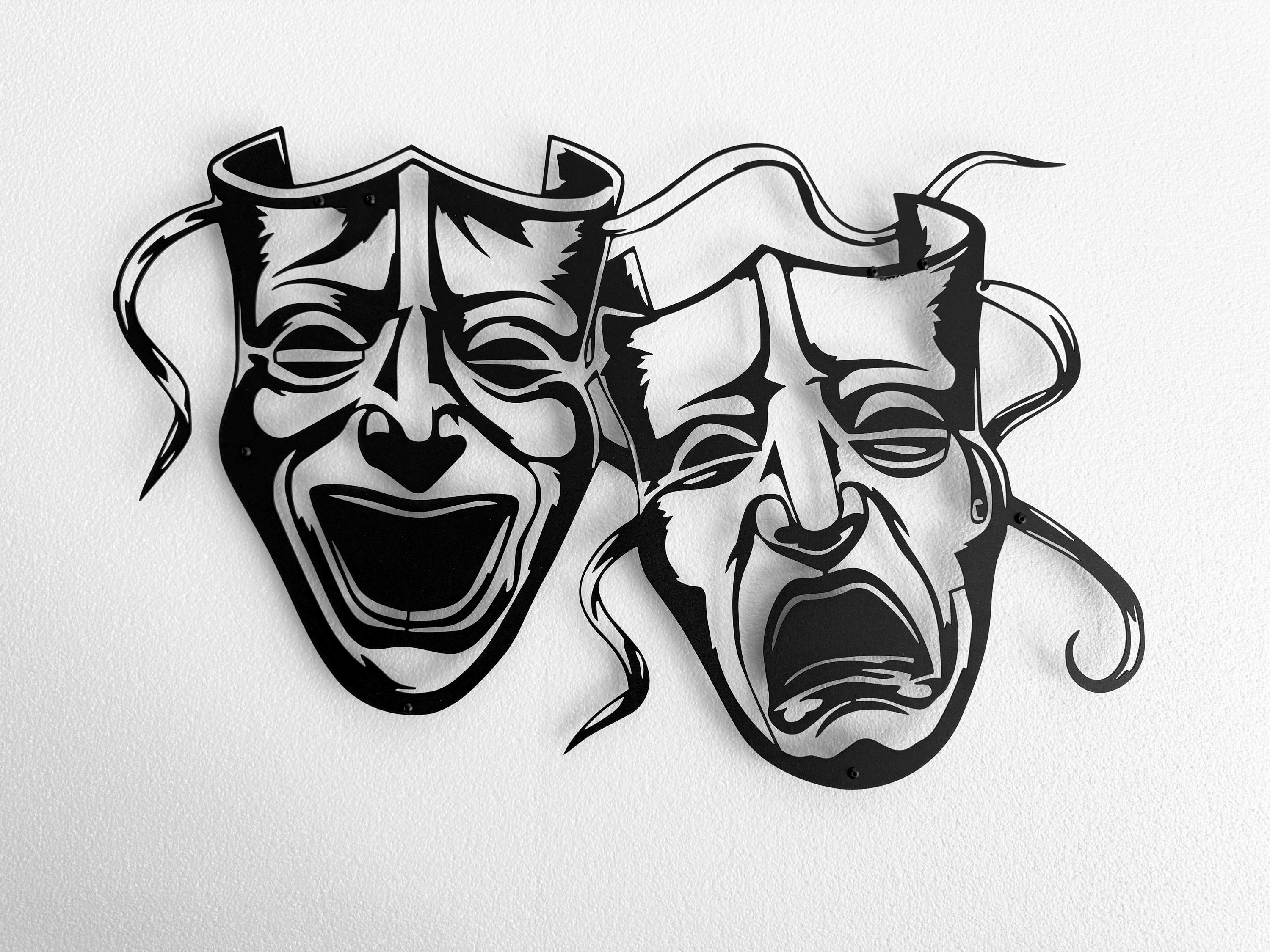 Maschere Teatro In Metallo VALINSKY: Decorazione Parete Commedia E Tragedia Per Soggiorno