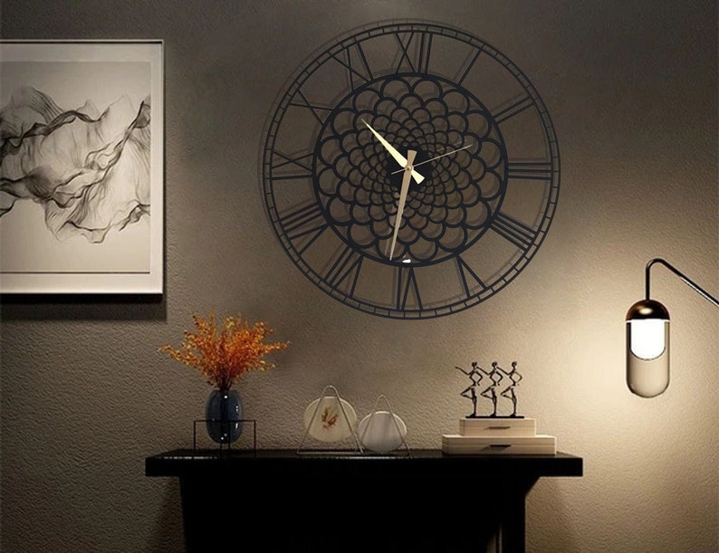 Modern Oversize Silent Wall Clock Rustic Wall Clock Unique Etsy