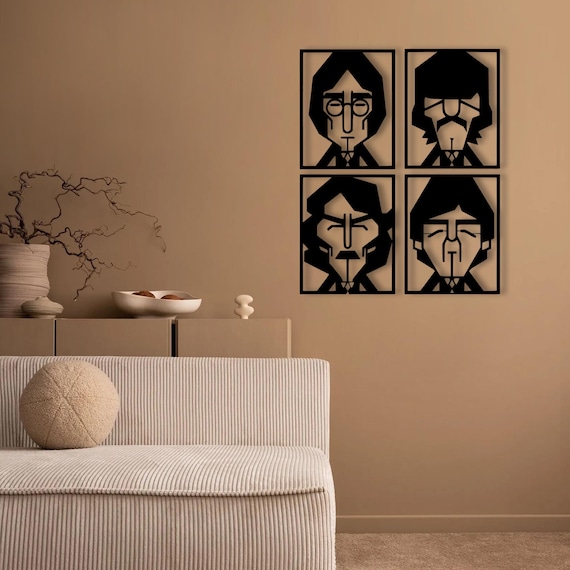 The Beatles Metal Wall Art Set: 1960s Music Studio Decor - Etsy