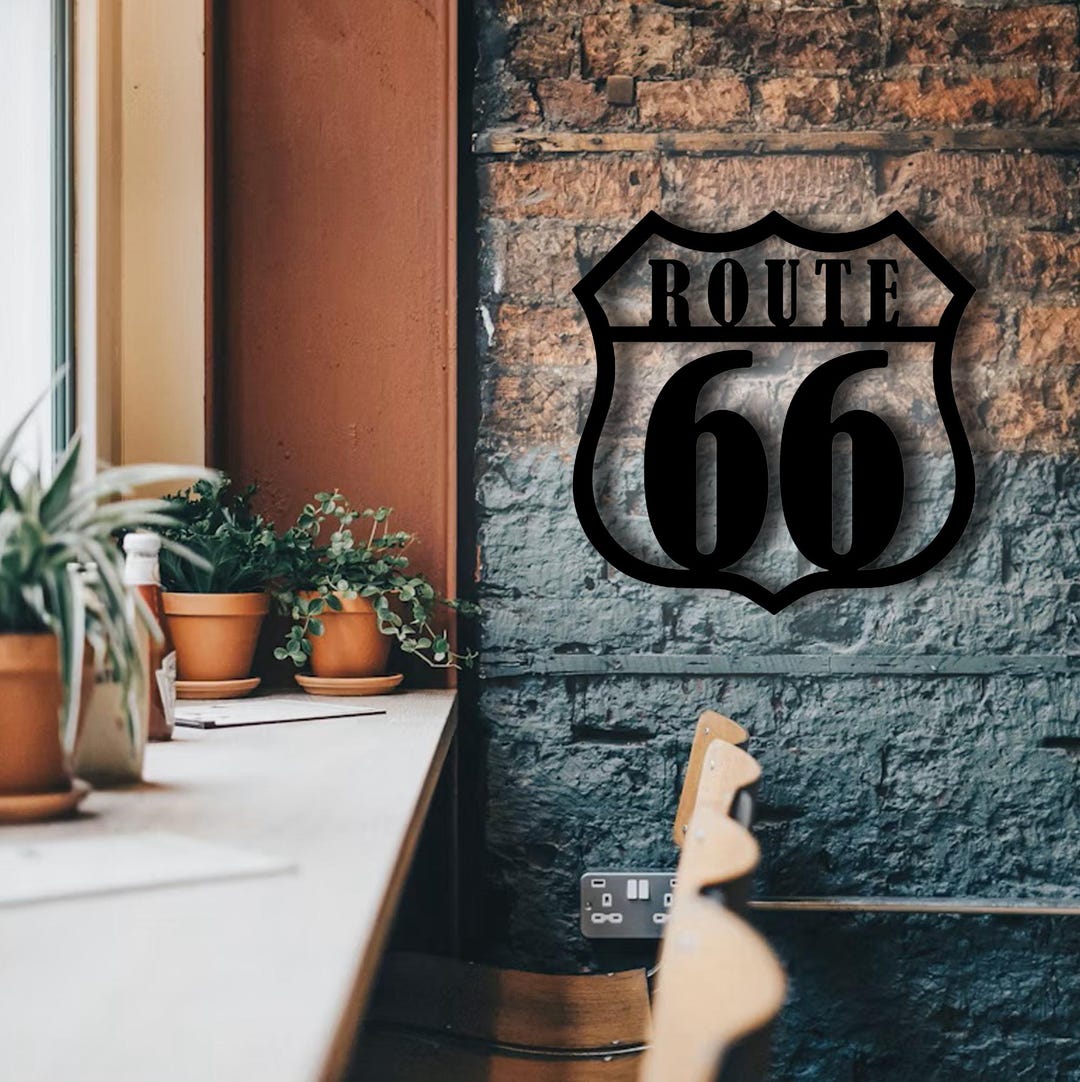 Route 66 Metal Sign, Garage Wall Decor, Motorbikers Gift, Man Cave ...