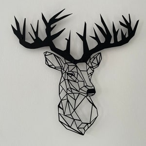 Metall-Hirsch-Wandkunst, geometrischer Hirschkopf mit Geweih, Metall-Wandkunst, Wohndekoration, Hirschkopf-Wandkunst, Wandbehang, Natur-Wandkunst Bild 10