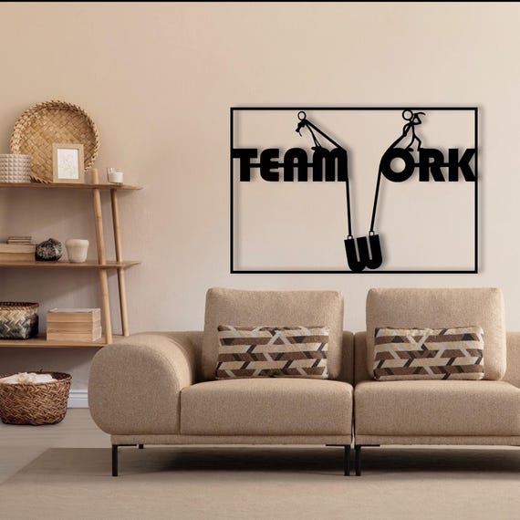 Teamwork Metal Wall Art: Modern Office Decor, Business Gift