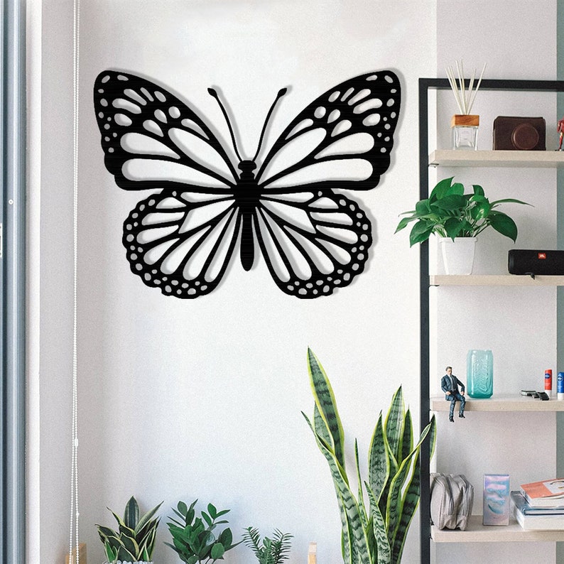 Butterfly Metal Wall Art, Wedding Gift, Metal Butterfly Wall Decor, Housewarming Gift, Metal Wall Hanging, Interior Design, Nature Wall Art image 3