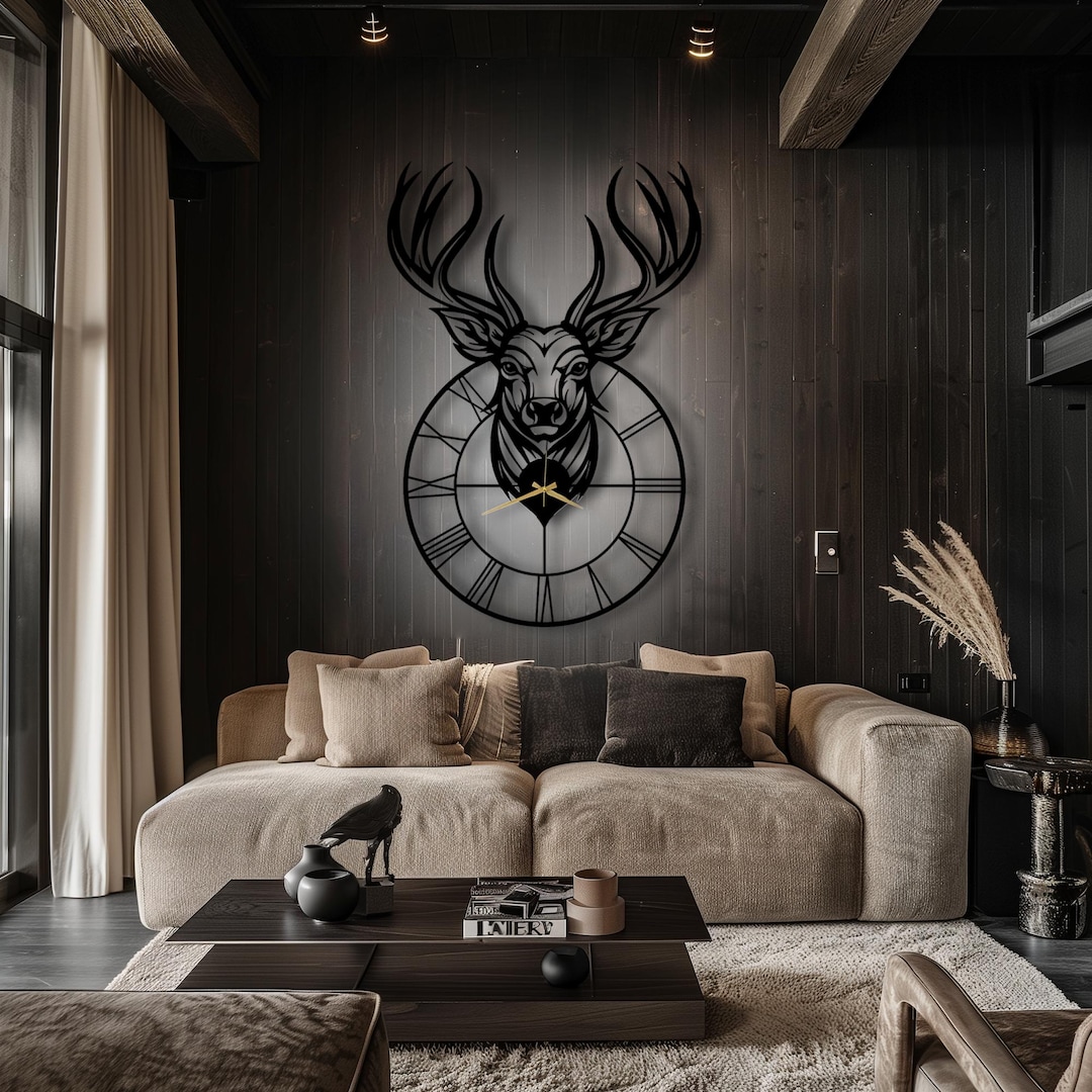 Deer Head Metal Wall Clock, Farmhouse Decor, Hunter Gift - Etsy