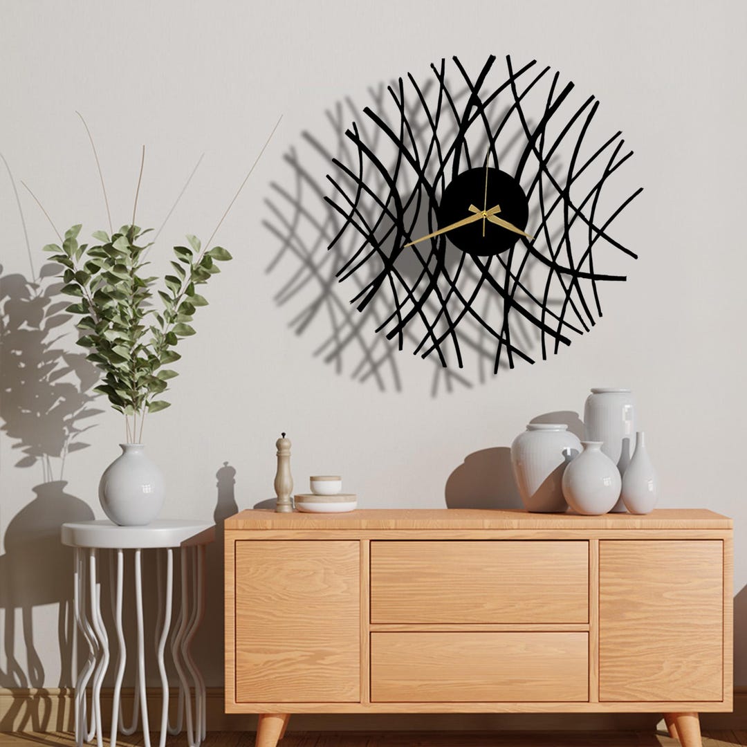 Minimalist Lines Metal Wall Clock: Modern Silent Home Decor - Etsy