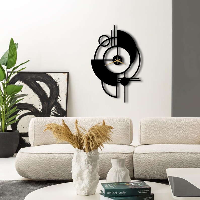 Large Metal Wall Clock: Modern Silent Decor, Black Decor - Etsy