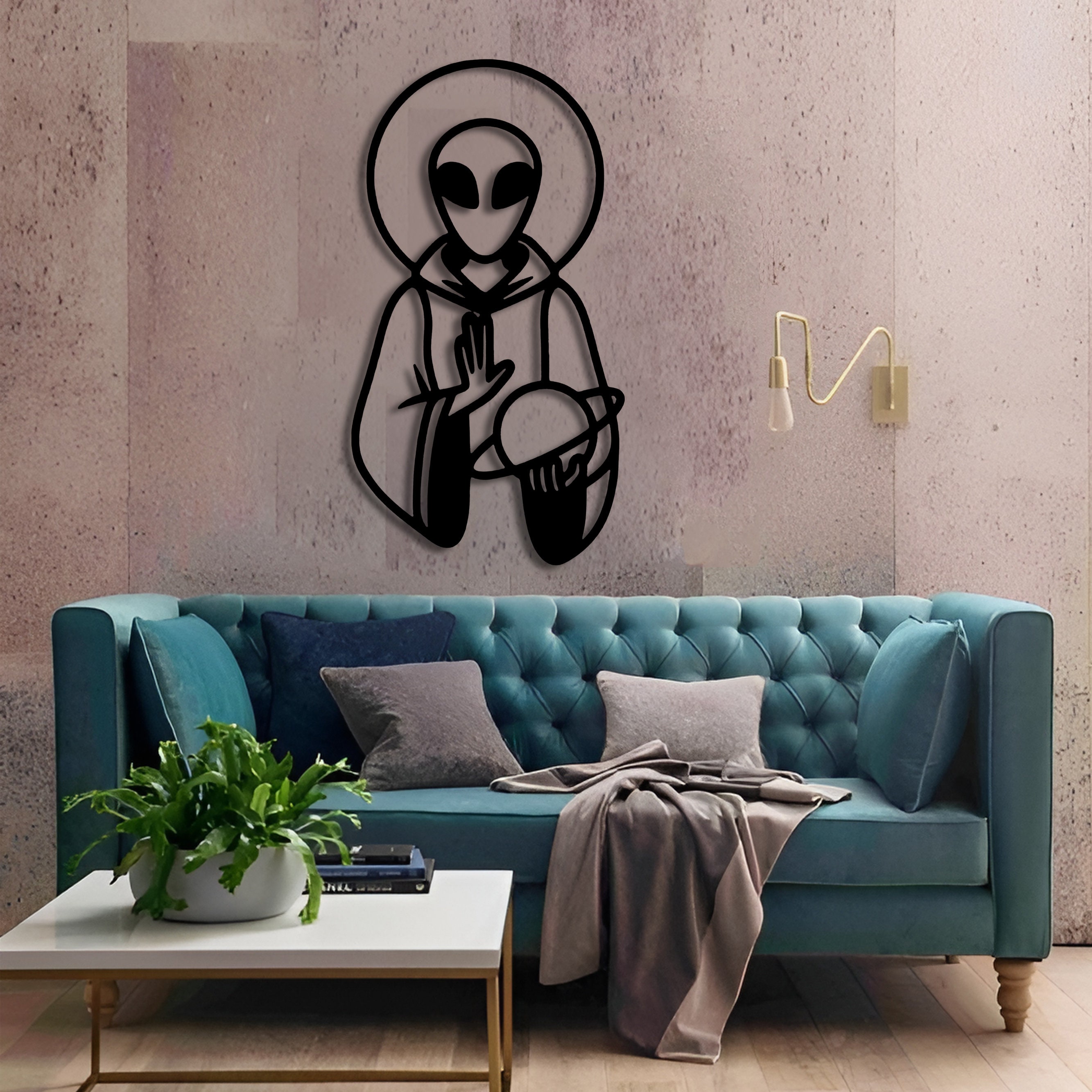 Alien Metal Art, Alien Gifts, Metal Wall Hanging, UFO Wall