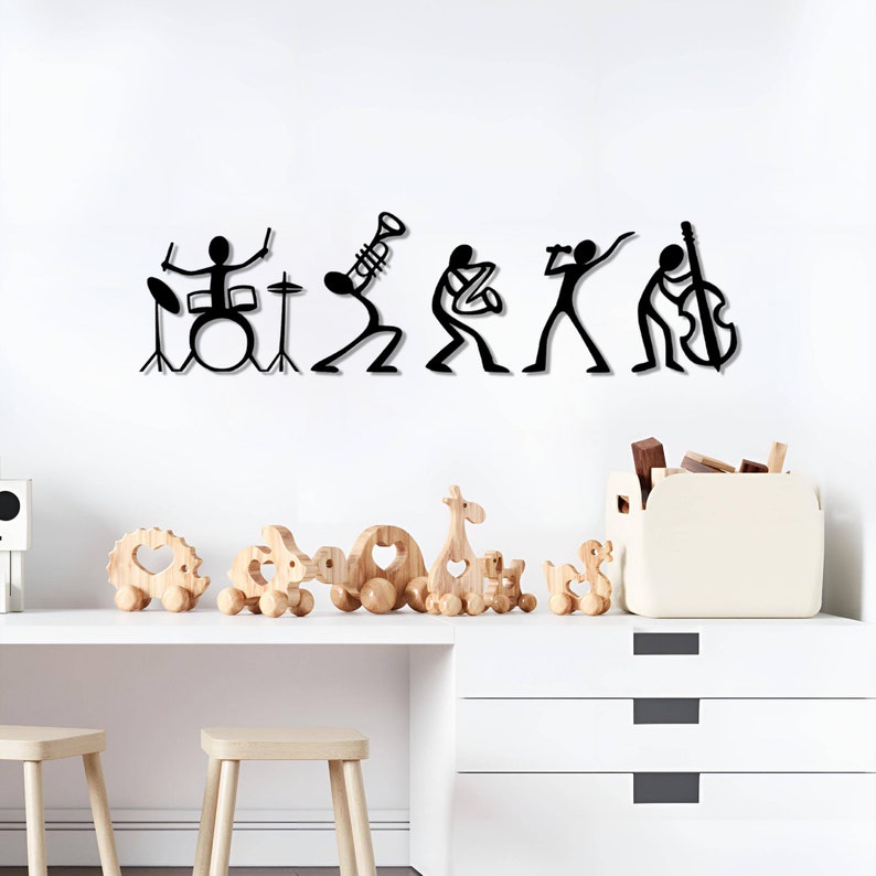 Musicians Metal Wall Art Set of 5, Jazz Band Wall Decor, Marching Band