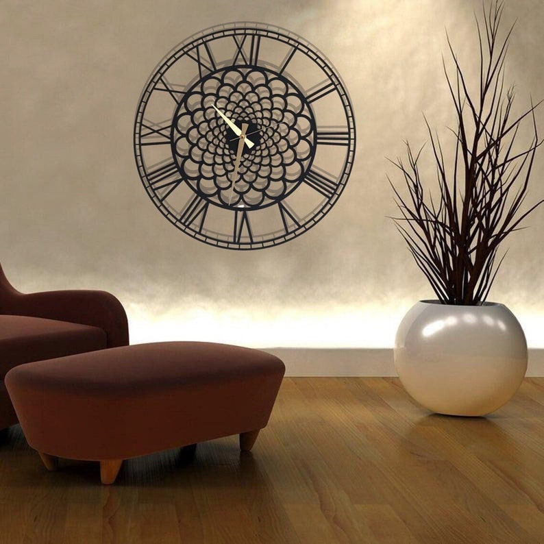 Modern Oversize Silent Wall Clock Rustic Wall Clock Unique Etsy